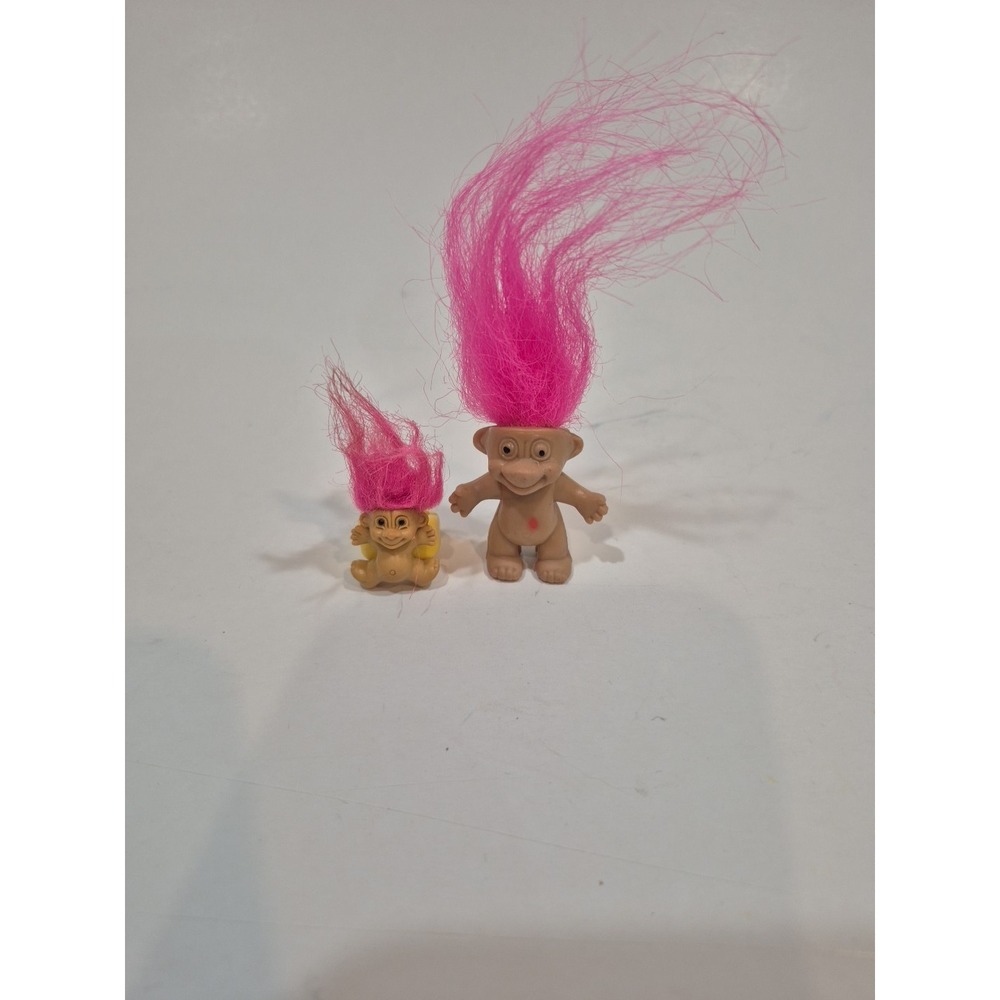 Vintage Mini Troll & Troll Ring. Pink Hair